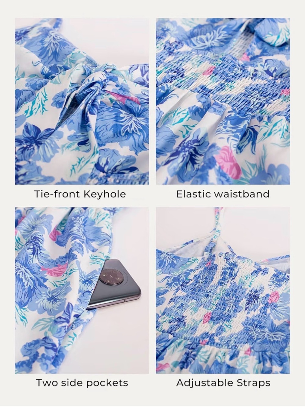 Grace Karin Blue Floral Spaghetti-Strap Maxi Dress - Picture 7 of 7